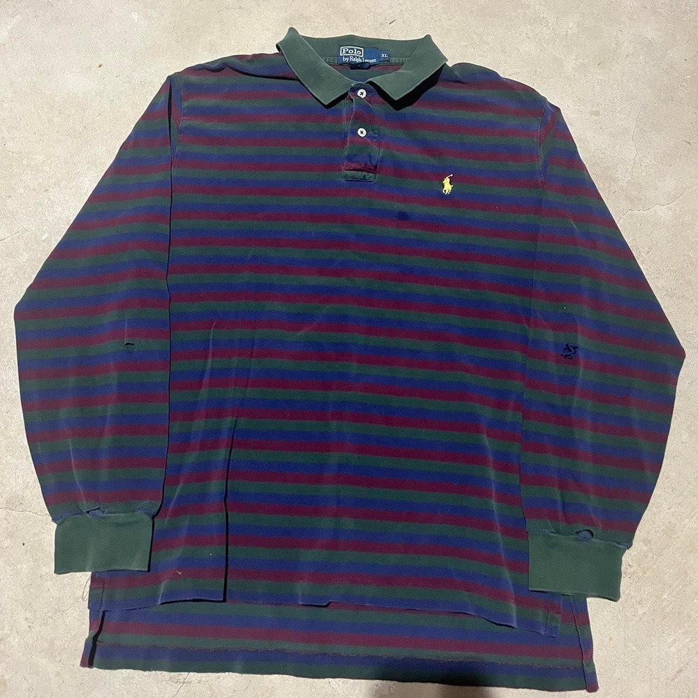 Ralph Lauren 2000s colorful polo long sleeve striped shirt size XL